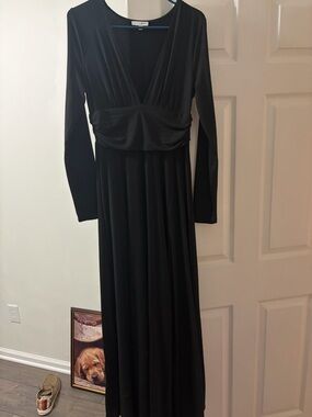 Baltic Born Black Long V-Neck Maxi Dress